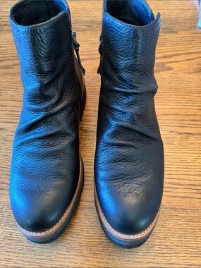 Chunky Lug Sole Slouch Leather Ankle Boots Söfft Pecola Black 9M